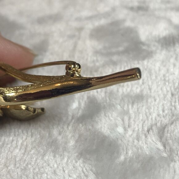 VTG 60's Marcel Boucher Signed Gold Plated Narcissus Flower Brooch w/Pearl 8367P - Picture 6 of 7